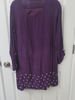 Purple Embellished Women's Tunic Top